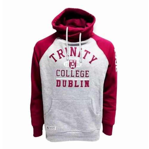 Trinity College Raglan Crossover Hoody - Grey and Burgundy Colour