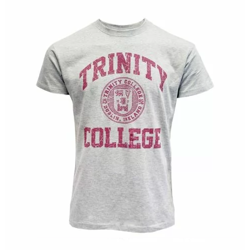 Trinity College Crest T-Shirt - Grey Marl and Burgundy Colour