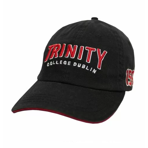Trinity College Baseball Cap - Black Red Washed Colour